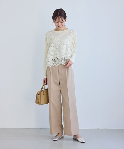 ROPE' PICNIC（ロペピクニック）の「ケミカルレースビスチェ（キャミソール・レディース・オフホワイト・F）」の3枚目の写真