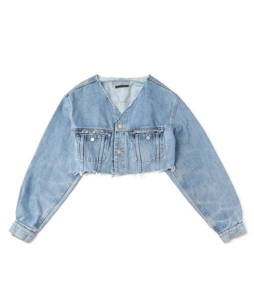 ADAM ET ROPE'(アダムエロペ)の「【QUIITO】REMAKE N COLLAR DENIM JK(デニムジャケット・レディース・ネイビー/ネイビー系/ブルー/ブルー系・36/38/F)」の8枚目の写真