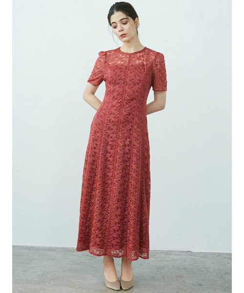 ラグナムーン新品22000円 レース装飾付き赤ロングワンピース ラグナムーン新品22000円 レース装飾付き赤ロングワンピース
