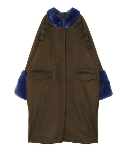 PAMEO POSE（パメオポーズ）の「Mandarin Cocoon Coat（その他アウター・レディース・ブラック/ブルー/ベージュ/カーキ・F）」の6枚目の写真