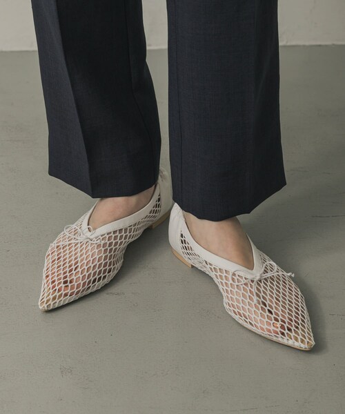 SENSE OF PLACE by URBAN RESEARCH（センスオブプレイスバイアーバンリサーチ）の「メッシュポインテッドシューズ（バレエシューズ・レディース・IVORY/BLACK・S/M/L）」の4枚目の写真