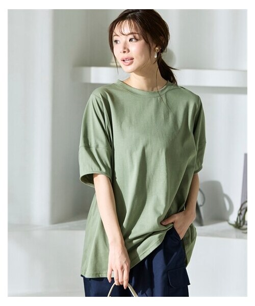 nissen（ニッセン）の「＜大きいサイズ＞【汗染みしにくい】ランタンスリーブチュニック（チュニック・レディース・オリーブグリーン/グレイッシュピンク/黒・L/LL/3L/4L/5L/6L/8L/10L）」の13枚目の写真