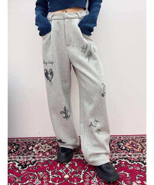 EVRIS（エヴリス）の「グラフィックプリントスウェットパンツ（スウェットパンツ・レディース・グレー/ブラック・S/M）」の6枚目の写真