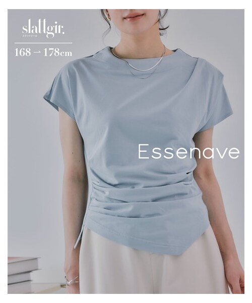 nissen（ニッセン）の「高身長　ドレープデザインTシャツ（トールサイズ）Essenave（Tシャツ/カットソー・レディース・サックス/黒・MTT/LTT/LLTT/3LTT）」の9枚目の写真