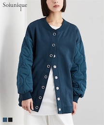 Soiunique | キルティング袖切替ゆったりサイズ裏毛ジャケット ［Soiunique］(カバーオール)