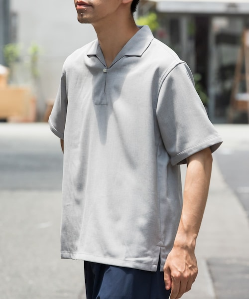 URBAN RESEARCH ROSSO（アーバンリサーチロッソ）の「『WEB限定』『セットアップ対応』パナマ風スキッパーシャツ（シャツ/ブラウス・メンズ・MOCHA/ICE GRAY/NAVY/BLACK・M/L）」の2枚目の写真