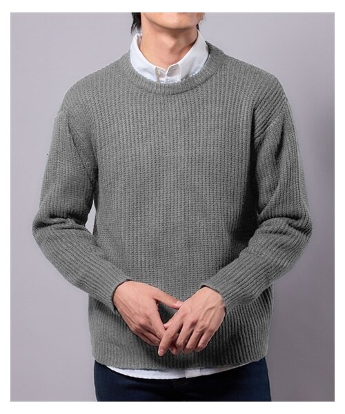 nissen（ニッセン）の「ウォッシャブル畦編クルーネックセーター（ニット/セーター・メンズ・チャコール/杢グレー/ダークグリーン・M/L/LL/3L/4L/5L/6L/8L/10L）」の17枚目の写真