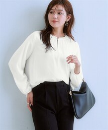 nissen | シフォンフロントゴールドパーツブラウス（カットソー裏地付）（UVカット）(シャツ/ブラウス)