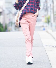 nissen | 大きいサイズ超ストレッチ裏起毛レーヨン混スリムパンツ（ゆったり太もも）（選べる２レングス）(パンツ)