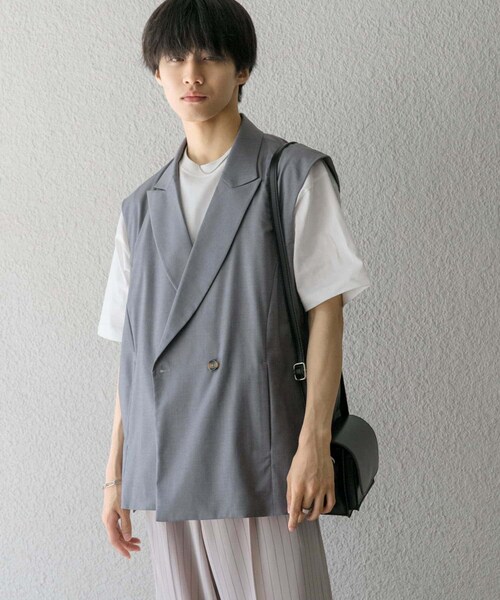 SENSE OF PLACE by URBAN RESEARCH(センスオブプレイスバイアーバンリサーチ)の「『ユニセックス』『セットアップ対応』 サイドスリットテーラードベスト(テーラードジャケット・メンズ・BLACK/GRAY/MINT・M/L)」の21枚目の写真