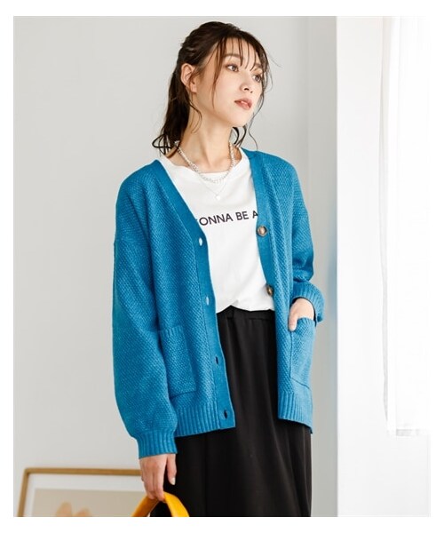 nissen（ニッセン）の「大きいサイズゆるシルエットカノコ編カーディガン（カーディガン/ボレロ・レディース・ミックスカシス/ミックスターコイズ/ミックスライトピンク/ミックスグリーン/黒・L~LL相当/3L~4L相当/5L~6L相当/8L相当/10L相当）」の14枚目の写真