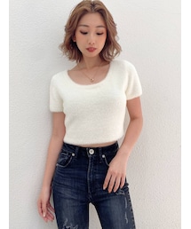 GYDA | ハーフスリーブ シャギーニットトップス(ニット/セーター)