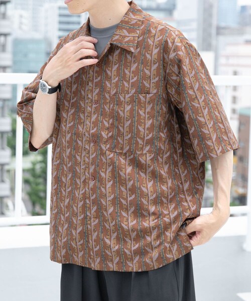 ITEMS URBANRESEARCH(アイテムズ アーバンリサーチ)の「リーフプリントオープンカラー半袖シャツ(シャツ/ブラウス・メンズ・BEG/BRN/BLK・M/L)」の19枚目の写真