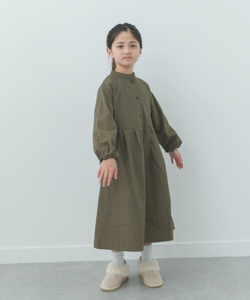 URBAN RESEARCH DOORS（アーバンリサーチドアーズ）の「『親子リンク』『UR TECH』チェック柄ワンピース(KIDS)（ワンピース・キッズ・BROWN/NAVY・105/120/135）」の5枚目の写真