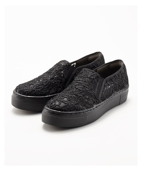 nissen（ニッセン）の「厚底シアーレーススリッポン（スニーカー・メンズ・黒/アイボリー・22.5cm/23.0cm/23.5cm/24.0cm/24.5cm）」の7枚目の写真