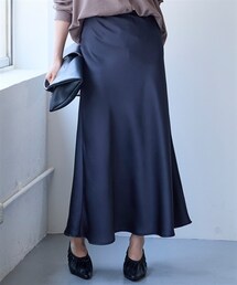 nissen | ＜大きいサイズ＞ サテンAラインスカート（防しわ）(スカート)