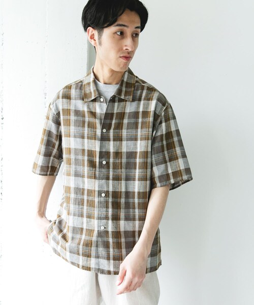 URBAN RESEARCH DOORS(アーバンリサーチドアーズ)の「カバーリングリネン キャンプカラーシャツ(シャツ/ブラウス・メンズ・L.GRAY/DARK NAVY/OLV CHECK・M/L)」の16枚目の写真