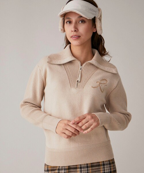 ROPE'（ロペ）の「ハーフジップ長袖ニットプルオーバー（ニット/セーター・レディース・ブラック/ベージュ/オレンジ・L/M/S）」の8枚目の写真