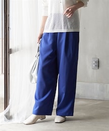 nissen | 大きいサイズ全方向のびるとろみタックワイドパンツ（ゆったりヒップ）(パンツ)