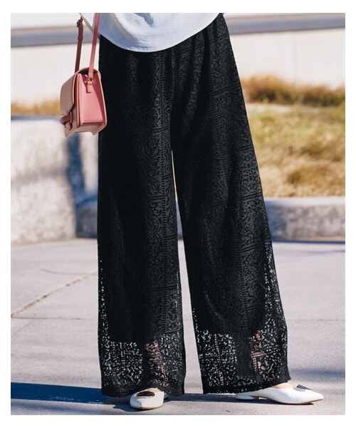 nissen（ニッセン）の「総レースイージーパンツ（パンツ・レディース・黒/エクリュ・S/M/L/LL）」の9枚目の写真