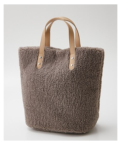 nissen（ニッセン）の「polka polka(ポルカポルカ)ボアトートバッグ（A4対応）（トートバッグ・メンズ・アイボリー/ブラック/モカ/グレーベージュ/ヒョウ柄/カウ/ブラック/カウ/ブラウン・Y）」の4枚目の写真