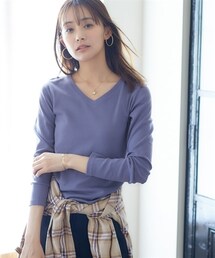 nissen | ＵＶカット綿１００％フライス素材Ｖネック長袖Ｔシャツ＜大きいサイズ有＞(Tシャツ/カットソー)