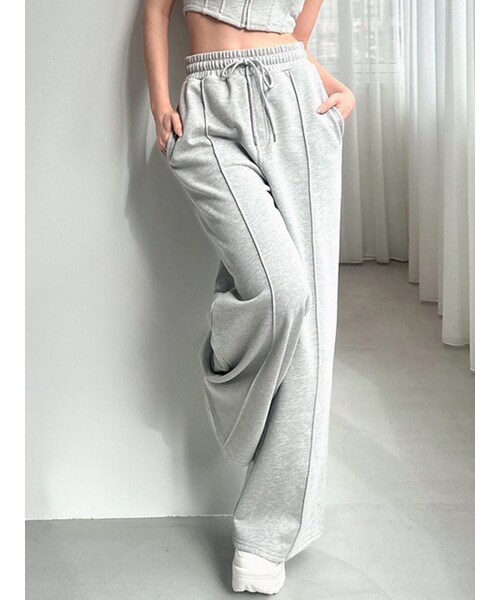 RESEXXY（リゼクシー）の「スウェットワイドパンツ【セットアップ着用可能】（スウェットパンツ・レディース・ライトグレー/チャコールグレー/ブラック・F）」の2枚目の写真