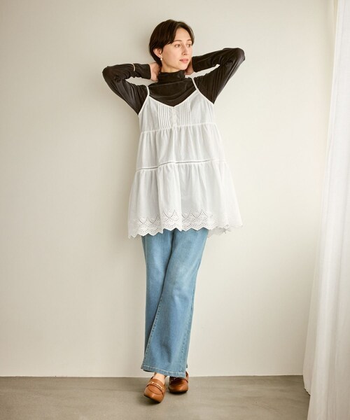 ROPE' PICNIC（ロペピクニック）の「Vネックティアードレースビスチェ（キャミソール・レディース・ホワイト・F）」の3枚目の写真