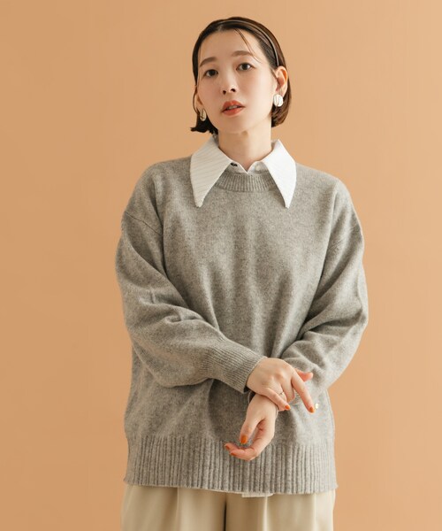 URBAN RESEARCH ROSSO（アーバンリサーチロッソ）の「F by ROSSO　ハミルトンクルーネックニット（ニット/セーター・レディース・L/GREIGE/GRAY/D/CHERRY/BLUE・FREE）」の9枚目の写真