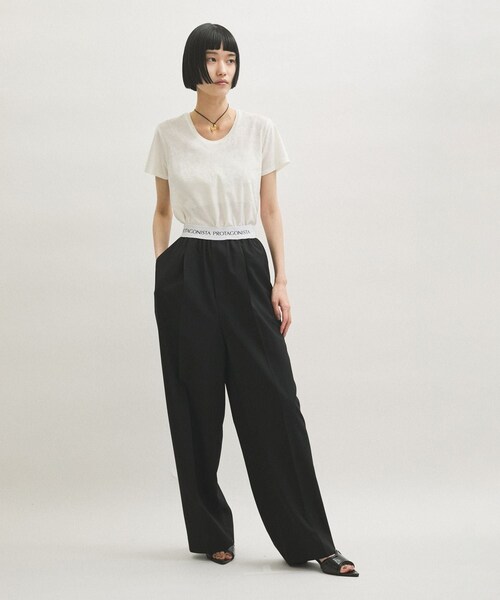 ADAM ET ROPE'（アダムエロペ）の「クラッシュベロアTシャツ（Tシャツ/カットソー・レディース・オフホワイト/ダークブラウン/モスグリーン/ブルー系/ピンク・F）」の12枚目の写真