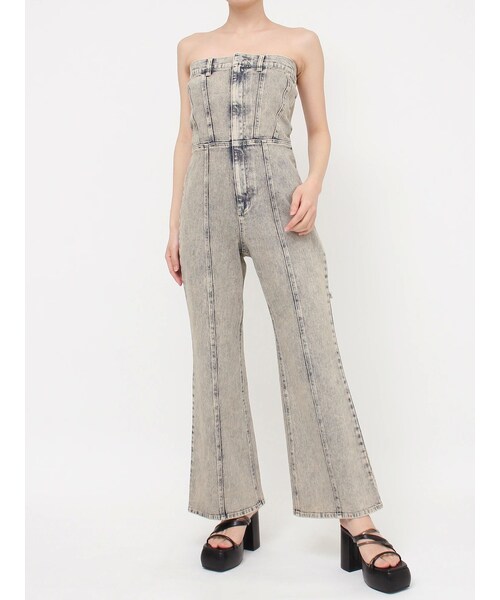 EVRIS（エヴリス）の「デニムベアロンパース（つなぎ/オールインワン・レディース・ブラック/ブルー/ベージュ・S/M）」の8枚目の写真