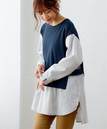 nissen | 重ね着風カットソーチュニック（選べるデザイン）(チュニック)