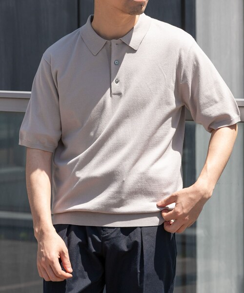URBAN RESEARCH ROSSO（アーバンリサーチロッソ）の「『WEB限定』シルク混サマーニットポロシャツ（ポロシャツ・メンズ・GREIGE/BLUE GRAY/BROWN・M/L）」の5枚目の写真