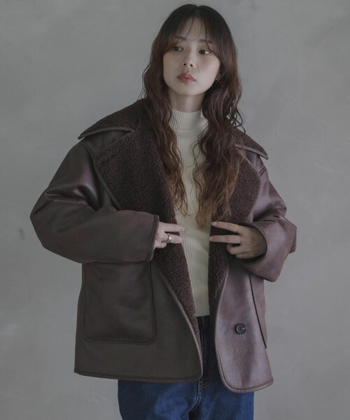 URBAN RESEARCH Sonny Label（アーバンリサーチサニーレーベル）の「リバーシブルフェイクムートンボアコート（ムートンコート・レディース・ブラック/ブラウン・Free）」の14枚目の写真