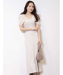 MERCURYDUO | シアーパワショルニットワンピース(ワンピース)