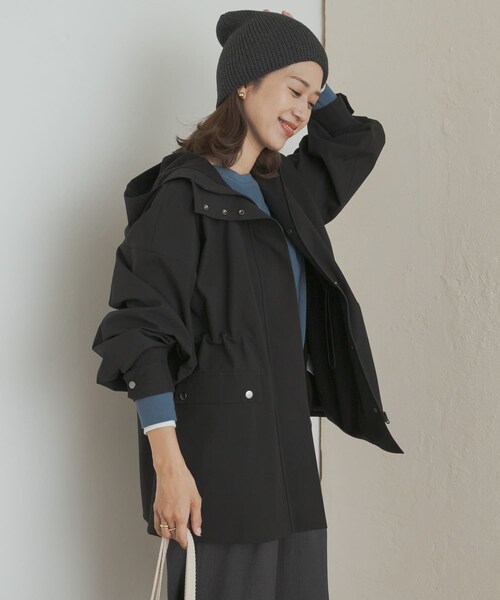 URBAN RESEARCH DOORS（アーバンリサーチドアーズ）の「防風/撥水ドロストフーディ（テーラードジャケット・レディース・D.BEIGE/BLACK・Free）」の7枚目の写真