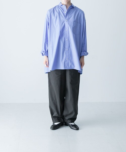 かぐれ(カグレ)の「TICCA スクエアビッグシャツuni(シャツ/ブラウス・レディース・blue/pinkstripe・1)」の5枚目の写真