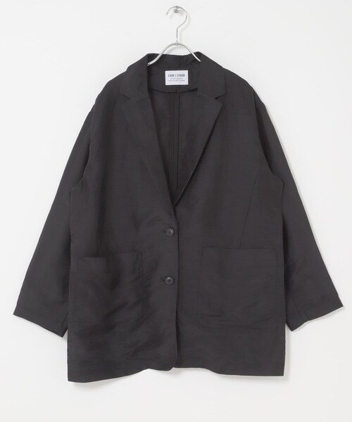 URBAN RESEARCH DOORS（アーバンリサーチドアーズ）の「FORK&SPOON　ラミーブレンドビッグジャケット（テーラードジャケット・レディース・BLACK/BEIGE・1）」の9枚目の写真