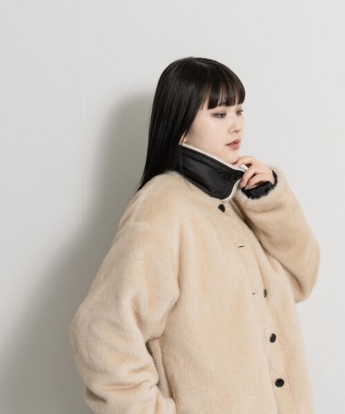 THE GOODLAND MARKET（ザグッドランドマーケット）の「&her　Reversible Fur Blouson（テーラードジャケット・レディース・BLACK/BROWN・Free）」の3枚目の写真