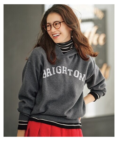 nissen（ニッセン）の「ロゴニットパーカー【OtonaSMILE】（パーカー・レディース・杢グレー/ブルーグリーン・M/L/LL/3L/4L/5L/6L）」の5枚目の写真