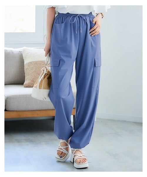 nissen（ニッセン）の「爽快パラシュートパンツ（ゆったりヒップ）（接触冷感・イージーケア・UVカット・ストレッチ）＜大きいサイズ有＞（パンツ・レディース・チャコール/カーキ/黒/青・S/M/L/LL/3L/4L/5L/6L/8L/10L）」の7枚目の写真