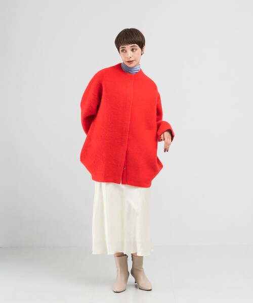 URBAN RESEARCH ROSSO（アーバンリサーチロッソ）の「ELENDEEK　CN RACCOON MIX WCD（カーディガン/ボレロ・レディース・IVY/LGRY/RED/MINT/BEG・1/2）」の8枚目の写真