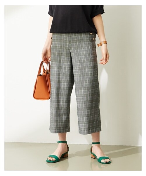nissen（ニッセン）の「大きいサイズ ストレッチレーヨン混マリンワイドパンツ（ゆったりヒップ）（パンツ・レディース・グレンチェック/ネイビー系ウィンドウペン/ソフトベージュ/黒/ブラウン系チェック・L/LL/3L/4L/5L/6L/8L/10L）」の22枚目の写真