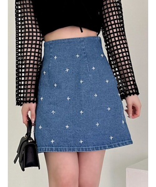 dazzlin（ダズリン）の「スターライドビジュースカート（デニムスカート・レディース・ブルー/インディゴ・S/M）」の3枚目の写真