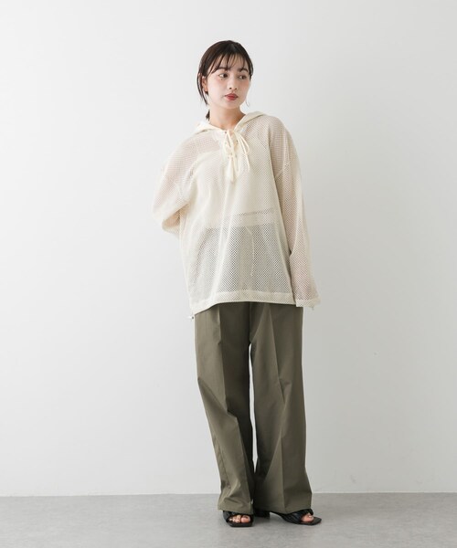 SENSE OF PLACE by URBAN RESEARCH(センスオブプレイスバイアーバンリサーチ)の「フーデットメッシュトップ(その他トップス・レディース・BLACK/IVORY/BROWN・one)」の8枚目の写真