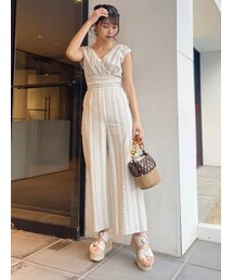 MURUA | フレンチスリーブコンビネゾン(つなぎ/オールインワン)