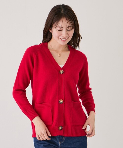 Jayro（ジャイロ）の「カラーVネックカーディガン（カーディガン/ボレロ・レディース・ブラック/グレー/ホワイト系/ベージュ/グリーン/キミドリ/カーキ/ブルー系/レッド/オレンジ・F）」の9枚目の写真