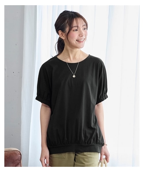 nissen（ニッセン）の「大きいサイズ ひんやりUSAコットン１００％ゆるシルエットドルマンプルオーバー（接触冷感・毛玉防止・UVカット）（Tシャツ/カットソー・レディース・ベイクドオレンジ/ソフトカーキ/チャコールグレー/黒・L~LL相当/3L~4L相当/5L~6L相当/8L相当/10L相当）」の8枚目の写真