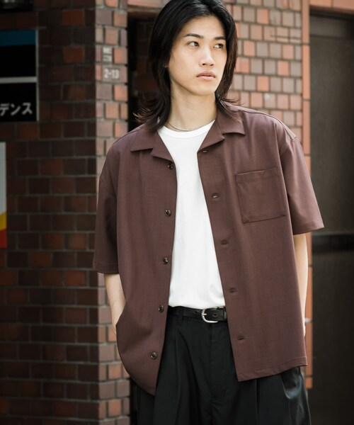 SENSE OF PLACE by URBAN RESEARCH(センスオブプレイスバイアーバンリサーチ)の「オープンカラールーズシャツ(5分袖)ll(シャツ/ブラウス・メンズ・BROWN/BLACK/GREIGE・S/M/L)」の15枚目の写真
