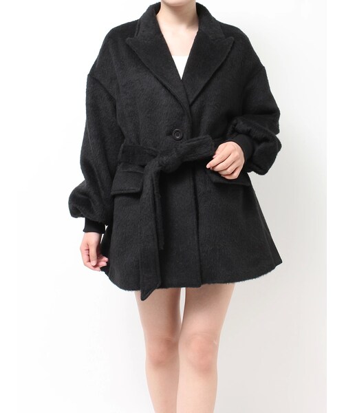 GYDA(ジェイダ)の「デザインシャギーコート(ダウンジャケット/コート・レディース・ブラック・F)」の1枚目の写真